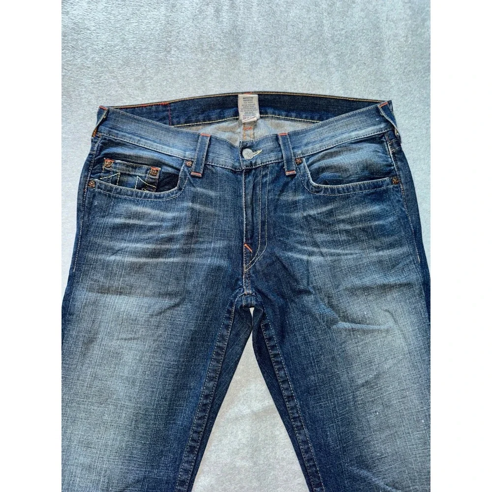 True Religion Jeans Men's‎ Bobby Blue Denim Straight Leg Stretch Size 38